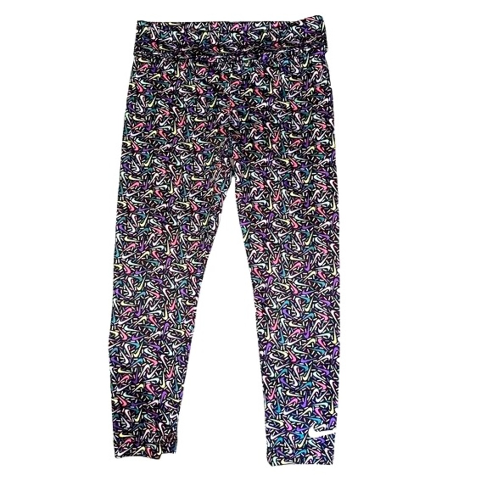Nike Black/Multicolored Swoosh Logo Leggings S